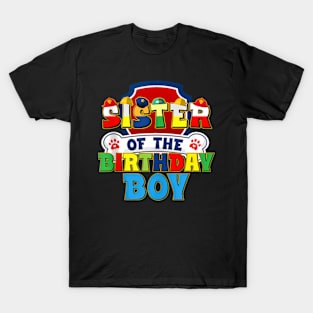 Sister Of The Birthday Boy Dog Paw Family Matching T-Shirt